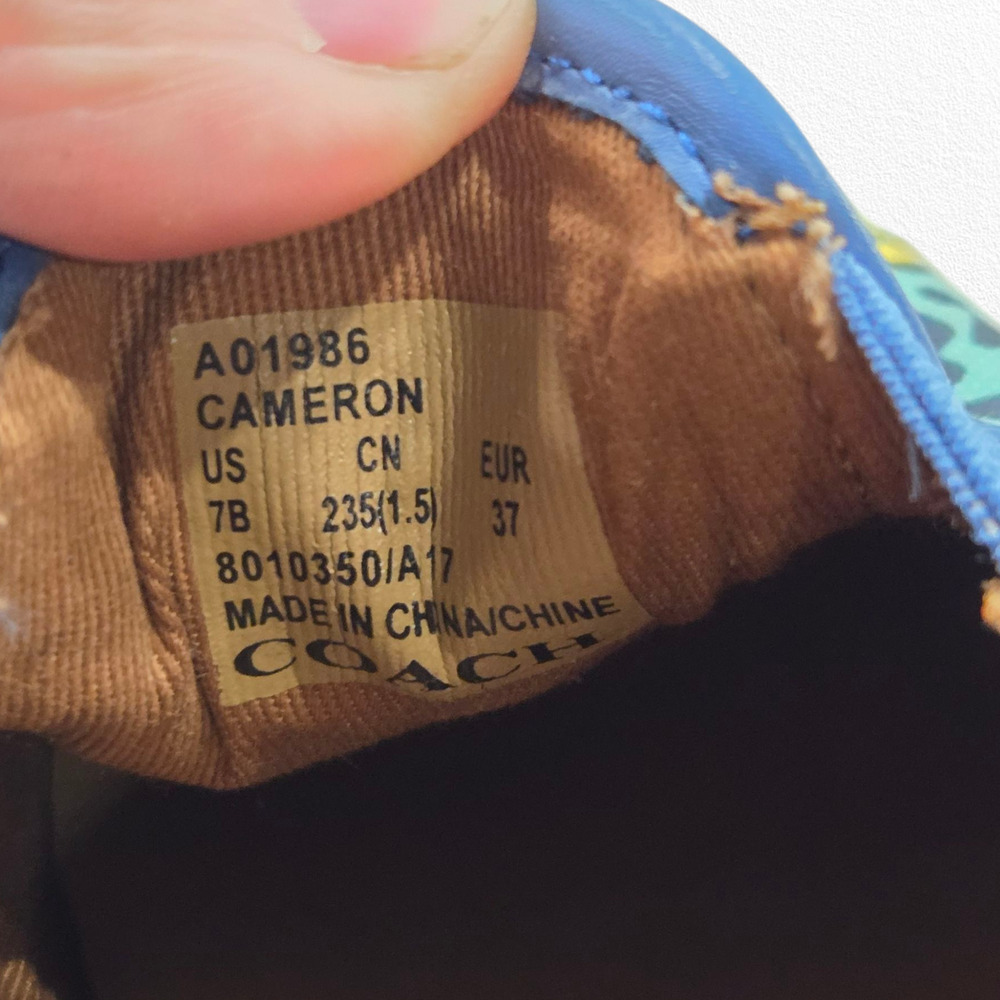 Coach Cameron Blue Green Yellow Floral Canvas Casual Slip-On Sneakers Size 7 - Picture 11 of 11